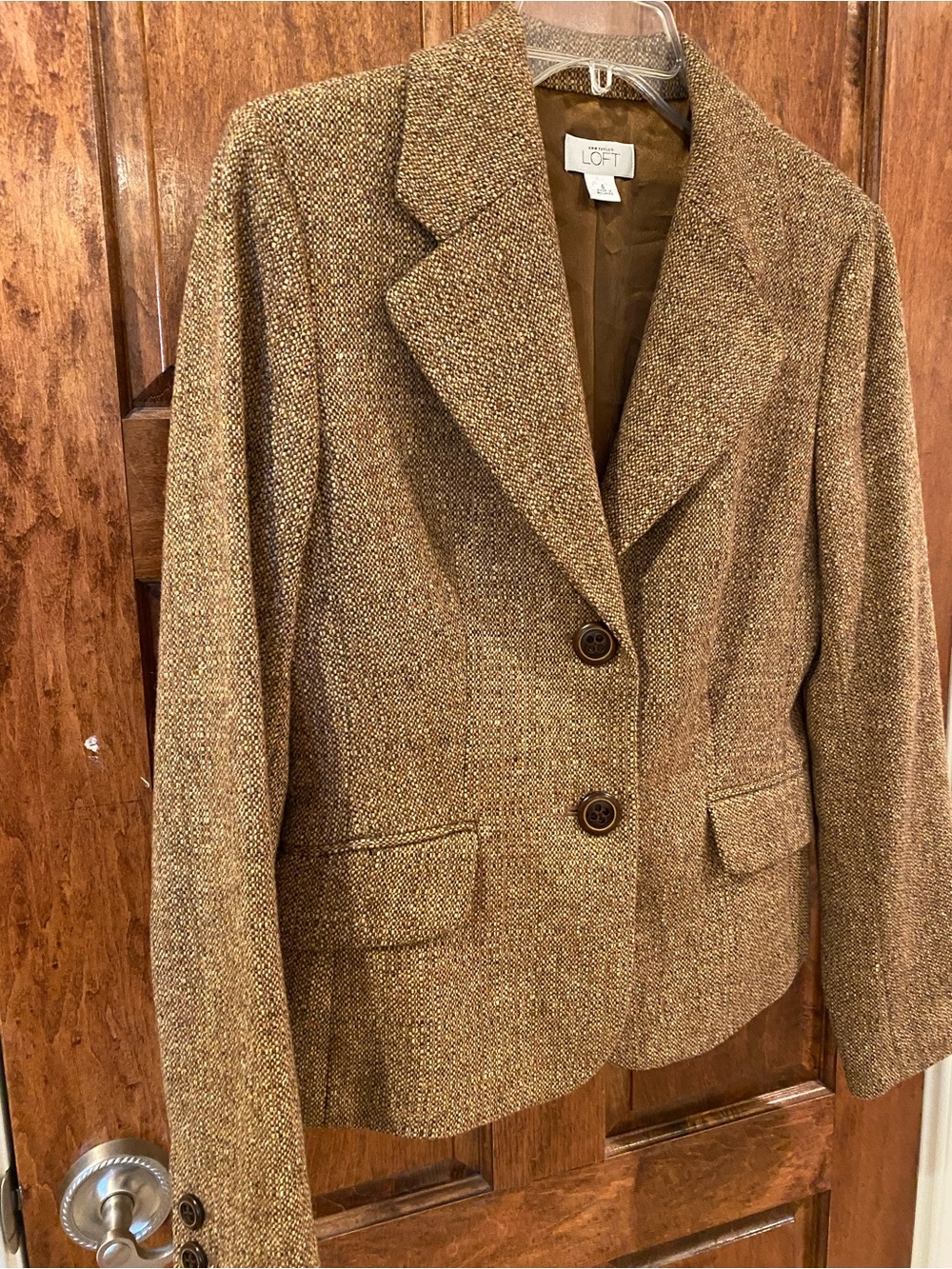 Ann Taylor LOFT Brown Tweed Notch Lapel Blazer - Picture 3 of 8